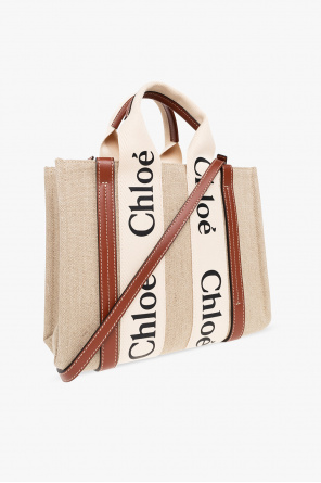 woman chloe knitwear cashmere sweater - 'Woody Small' shopper bag